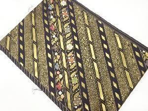 未使用品　斜め横段に菱・花唐草模様織出し名古屋帯